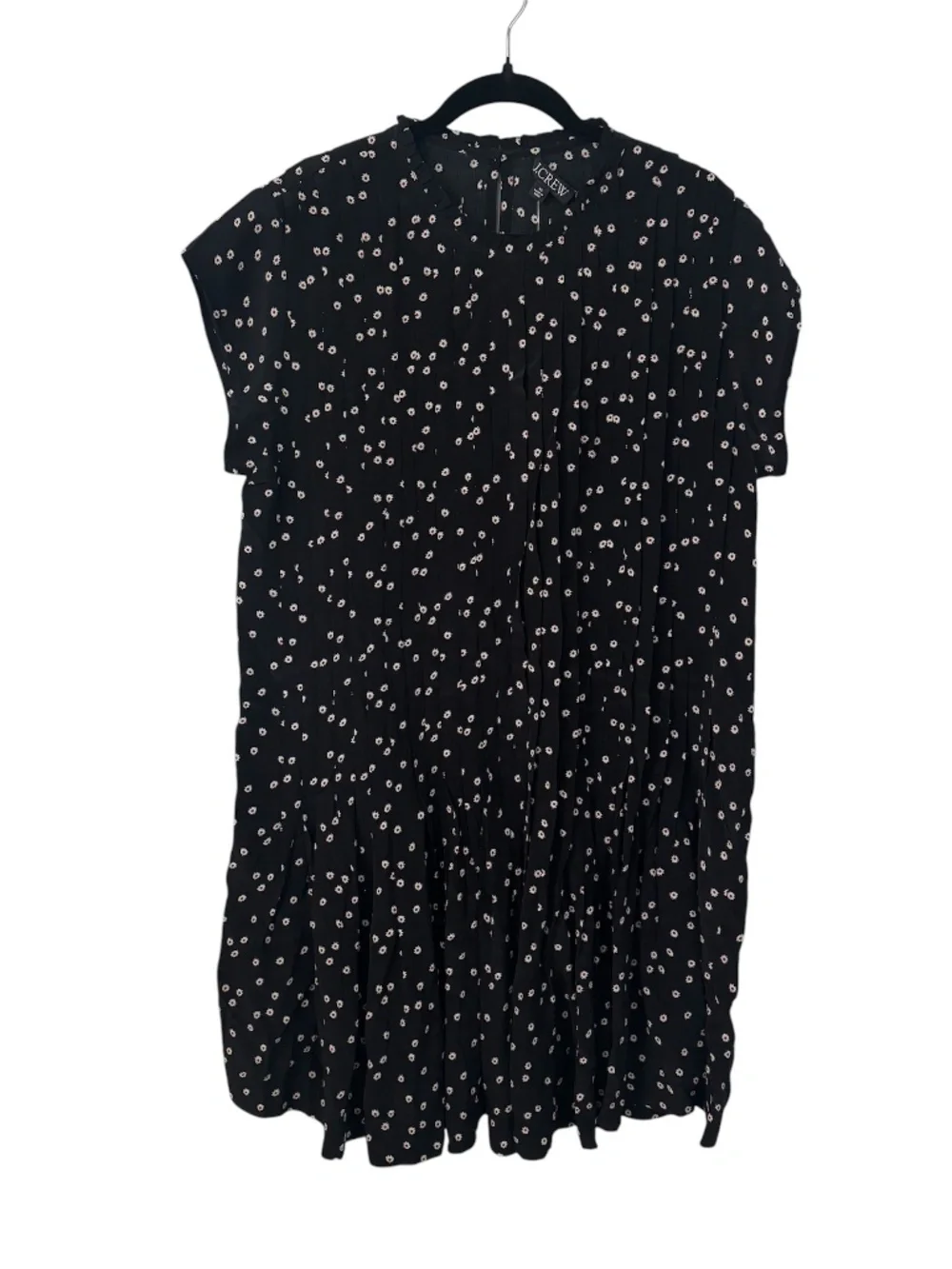 J.Crew Womens Black Ditsy Pintuck Shift Dress in Midnight Floral Print Sz XL NWT